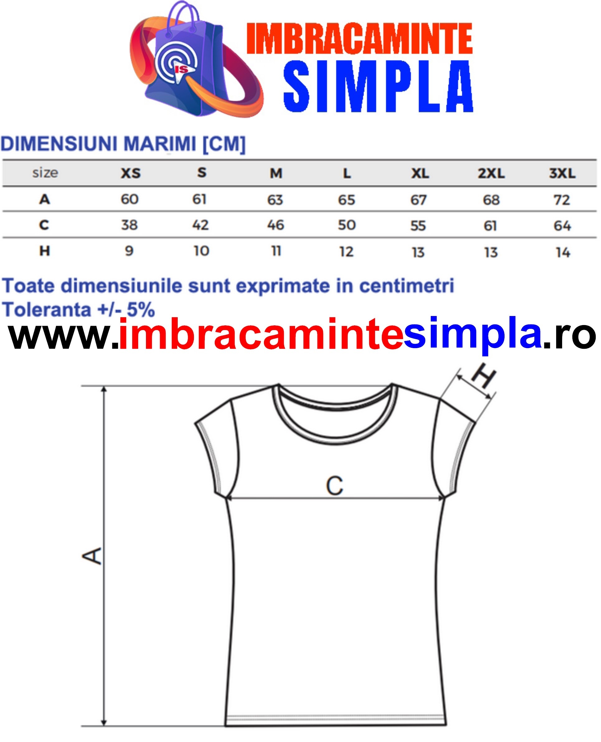 Tricou dama din bumbac tabelul cu marimi dimensiuni ale tricoului pentru femei